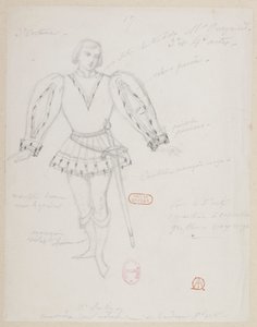 Halévy - Die Zauberin - Kostümentwürfe von Alfred Albert - 17. (René), M. Gueymard, 3. Kostüm, 3. und 4. Akt