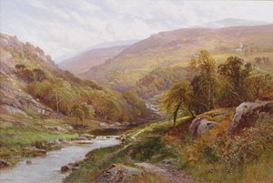 Ein Fischer an einem Hochlandbach