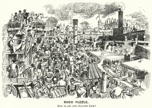 Punch-Karikatur: Stau auf der Themse am Molesey Lock, Surrey von Alfred Chantrey Corbould
