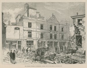Die Dynamitanschläge in Westminster; Gesamtansicht des Schadens in Scotland Yard von Alfred Chantrey Corbould