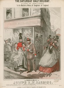 Musikpartitur für The Saturday Half Holiday, Worte und Musik von Joseph R W Harding von Alfred Concanen