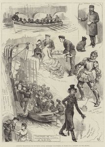 Amateurtheater der Royal Naval Artillery Volunteers an Bord der HMS Rainbow auf der Themse von Alfred Courbould