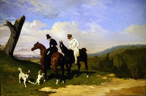 Eine Pause beim Reiten mit den Hunden von Alfred Dedreux