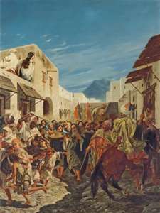 Jüdische Musiker in den Straßen von Tetuan von Alfred Dehodencq