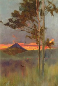 Eine wütende Nacht - Hakone-Berge von Alfred East
