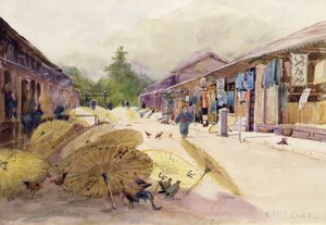 Trocknende Regenschirme nach einem Regensturm, ca. 1889 von Alfred East