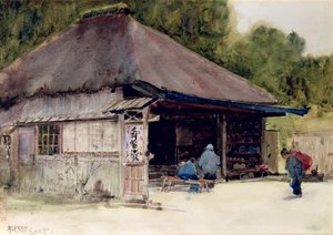 Teehaus im Dorf Hakone, ca. 1889 von Alfred East