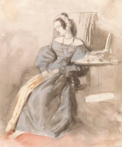 Studie einer schlafenden Dame in einem Stuhl von Alfred Edward Chalon