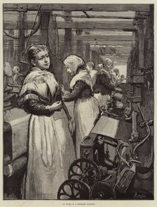 Bei der Arbeit in einer Wollfabrik