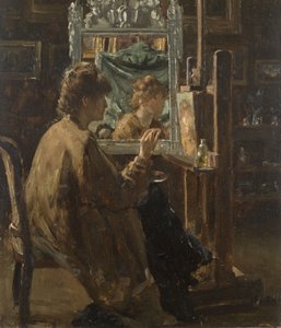 Künstlerin in ihrem Atelier