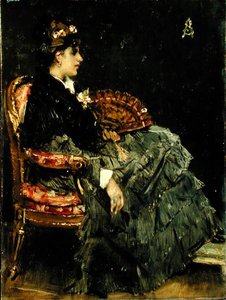 Sitzende Dame mit einem Fächer von Alfred Emile Stevens