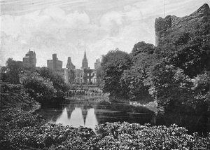 Cardiff Castle: Ostfront und Bergfried, um 1896