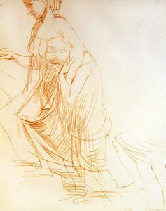 Studie von zwei Figuren, eine stehend und eine kniend, um 1850