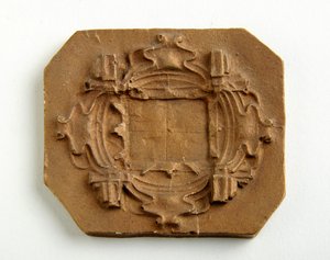 Maquette für eine achteckige Plakette (vergoldeter Gips) von Alfred Gilbert