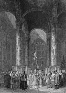 Innenraum der Großen Kathedrale der Himmelfahrt, graviert von T. Higham, 1835