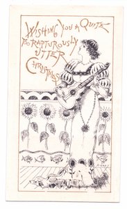 Viktorianische Grußkarte von einem Ästheten, der Geige spielt, ca. 1881 von Alfred Gray