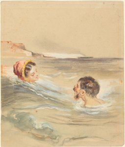 Männliche und weibliche Badende von Alfred Grevin
