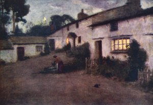 Lake District: Mondlicht und Lampenlicht, Coniston von Alfred Heaton Cooper