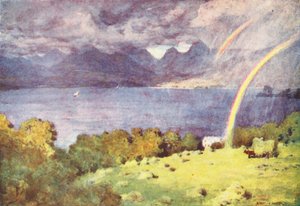 Lake District: Windermere und Langdale Pikes, von Lowwood von Alfred Heaton Cooper