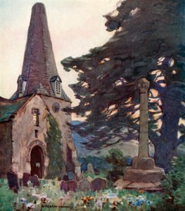Porlock Kirche und Kreuz von Alfred Heaton Cooper