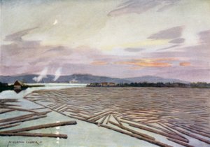 Holz auf dem Fluss Ångerman, Härnösand