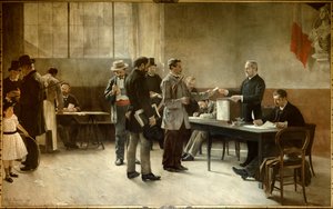 Allgemeines Wahlrecht: Ein Wahllokal im Jahr 1891