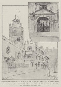 Cripplegate Church, die Begräbnisstätte von Milton, kurz vor dem Abriss von Alfred Hugh Fisher