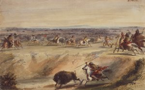 Eine Umzingelung oder Büffeljagd, um 1839