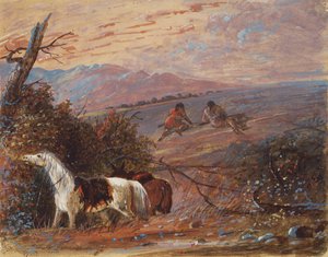 Annäherung an Büffel, um 1858 von Alfred Jacob Miller