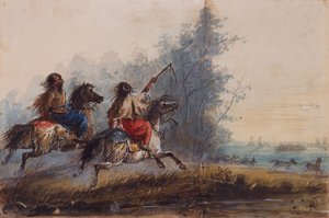 Frauen, Schlangenstamm, treiben Pferde, um 1837 von Alfred Jacob Miller