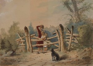 Georges Kinder, die auf die Rückkehr ihres eingezogenen Vaters warten von Alfred Jacob Miller