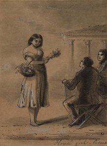 Mädchen verkauft Blumen von Alfred Jacob Miller