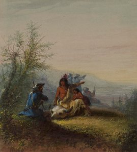 Gruppe eines Bergsteigers und Kansas-Indianers von Alfred Jacob Miller