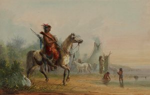 Indianer kehrt mit Wild ins Lager zurück