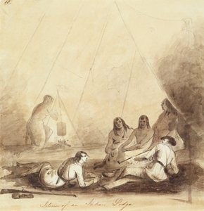 Inneres einer Indianerhütte, ca. 1837