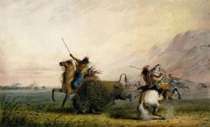 Büffel mit der Lanze töten von Alfred Jacob Miller