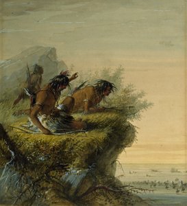 Pawnee-Indianer beobachten die Karawane von Alfred Jacob Miller