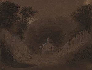 Kleines Haus zwischen Bäumen von Alfred Jacob Miller