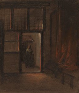 Frau im Türrahmen von Alfred Jacob Miller