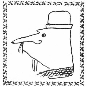 Porträt von Monsieur Ubu von Alfred Jarry. Zeichnung mit Feder in einem typografischen Rahmen von dreiblättrigen Strängen - Princeps-Ausgabe von Ubu Roi, Mercure de France, Juni 1896. von Alfred Jarry