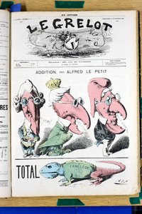 Titelblatt von „Le Grelot“, Nummer 32, Satirisch in Farben von Alfred Le Petit