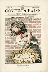 Cover von „Les Contemporains“, Nr. 9, Satirisch in Farben: Alphonse Daudet - Literatur - Houle, Daudet Alphonse - Illustration von Alfred Le Pepetit (1841-1909)