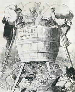 Die Söhne des Danaus, die Franzosen trugen zur Füllung des Staatskaffees bei, während es von Preußen und Bonapartisten geleert wurde. in „L
