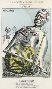 Le Melon: Karikatur über Louis Veuillot - Ill. vom 10/03/1871 in „Blumen, Früchte und Gemüse des Tages“