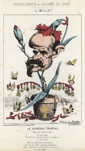 Die Nelke: Karikatur über General Louis Jules Trochu (1815 - 1896) - ill. vom 11.01.1871 in „Blumen, Früchte und Gemüse des Tages“ von Alfred Le Petit