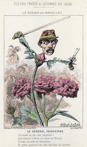 Der Rosier des Battailles: Karikatur über General Faidherbes - Ill. vom 20.01.1871 in „Blumen, Früchte und Gemüse des Tages“ von Alfred Le Petit