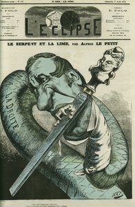 Die Schlange und die Feile, die rechte Schlange feilt ihre Zähne an der Republik. Cover in „L