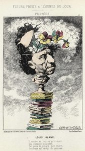 Gedanken: Karikatur über Louis Blanc - ill. vom 04.02.1871 in „Blumen, Früchte und Gemüse des Tages“ von Alfred Le Petit