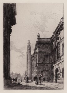Cambridge: Das Senate House und die Universitätsbibliothek (Radierung)