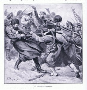 Im Nahkampf, Illustration aus Cassells Geschichte des Russisch-Japanischen Krieges Band 1, ca. 1900 von Alfred Pearse